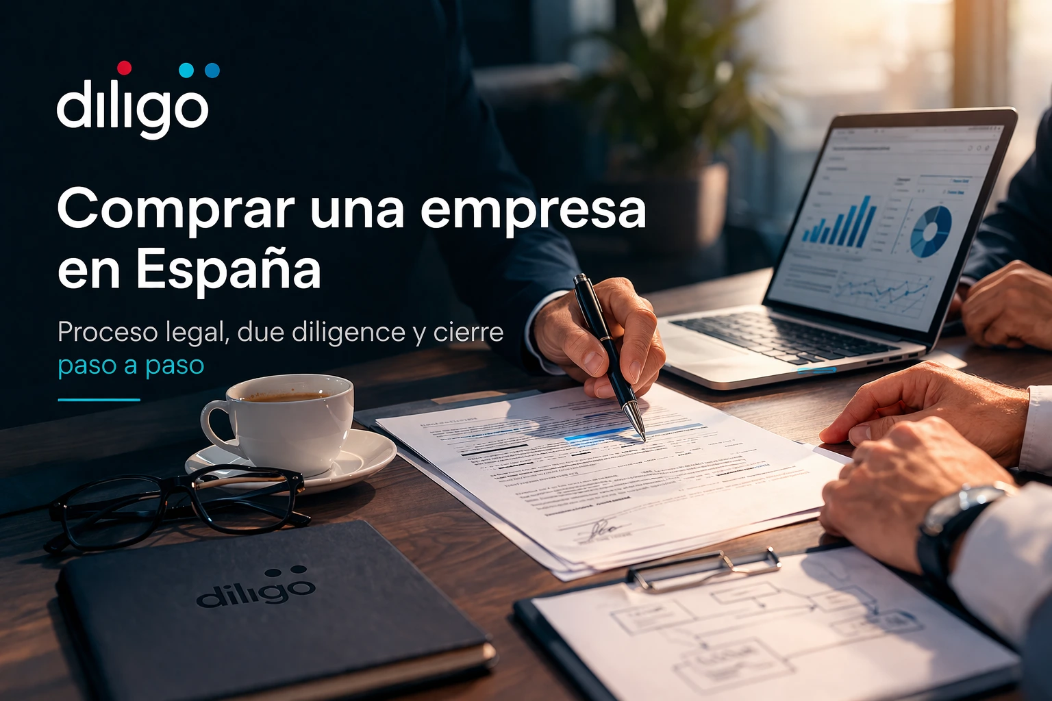 Guía completa para comprar una empresa en España. Desde la carta de intenciones hasta el cierre notarial: SL vs SA, due diligence, contrato de compraventa, obligaciones ante el Registro Mercantil y los errores que cuestan más caro.